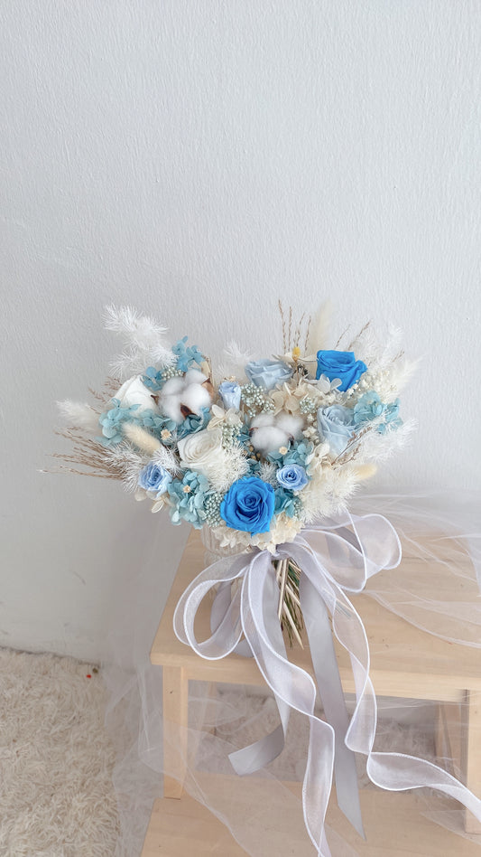 Ocean Blue Preserved Bridal Bouquet