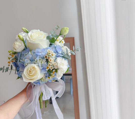 Stunning Blue Fresh Bridal Bouquet